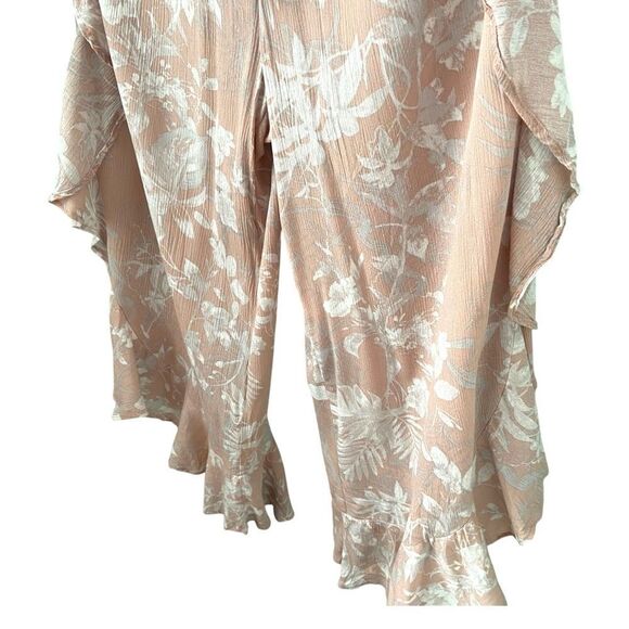 Soundstyle Asymmetrical Floral Pink Tropical Print Pants in Size Large - Picture 6 of 8